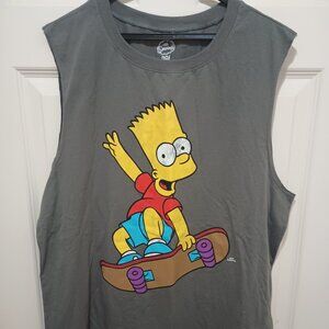 NWOT Men's Bart Simpson X-Large Dark Gray Tank Top Comfortable Shirt Mans WOW!